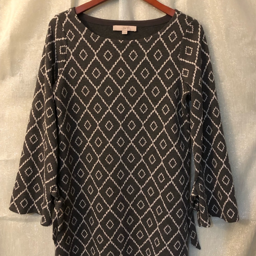 LOFT Gray/White Dress